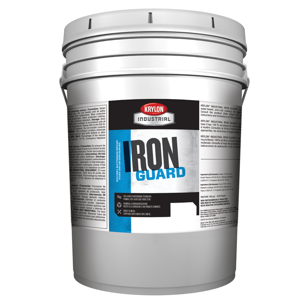 Krylon&reg; Iron Guard&reg; K11044001 Anti-Rust Water Based DTM Acrylic Enamel Paint, 1 gal Container, Liquid Form, Safety Green, 218 to 136 sq-ft/gal Coverage, 30 Days Curing