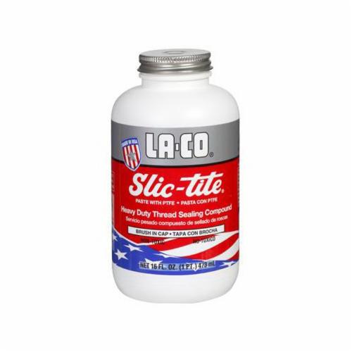 LA-CO® Slic-Tite® 042019 Heavy Duty PTFE Thread Sealant, 0.5 pt Brush-In Cap Bottle, White