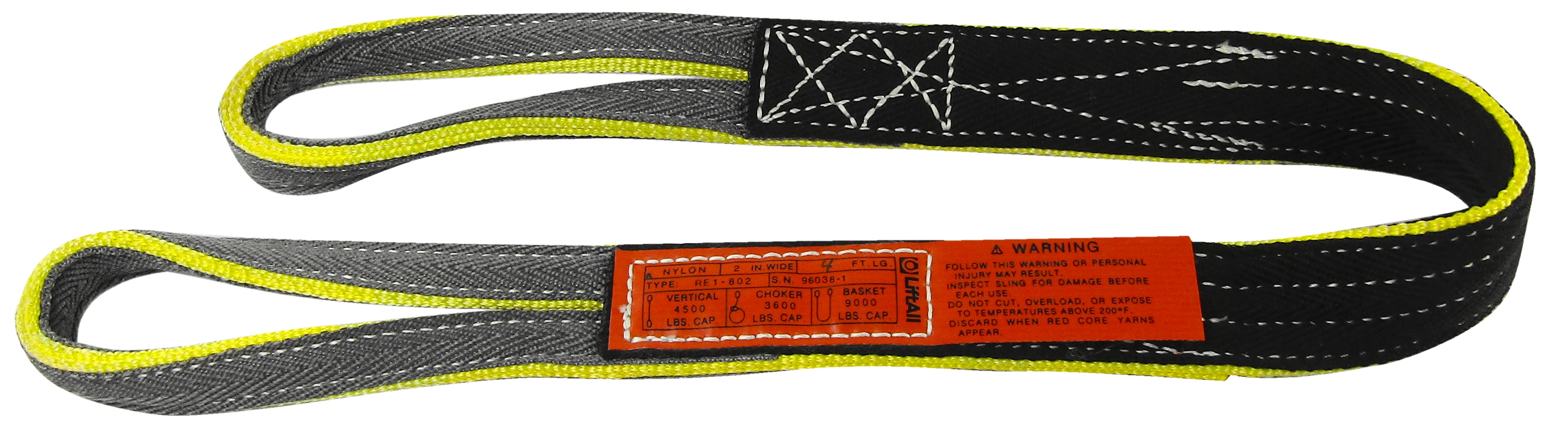 Lift-All® RE260312NX27 Standard Duty Reverse Eye Web Sling, 27 ft L x 3-1/2 in W, 9000 lb, Nylon, Type 6