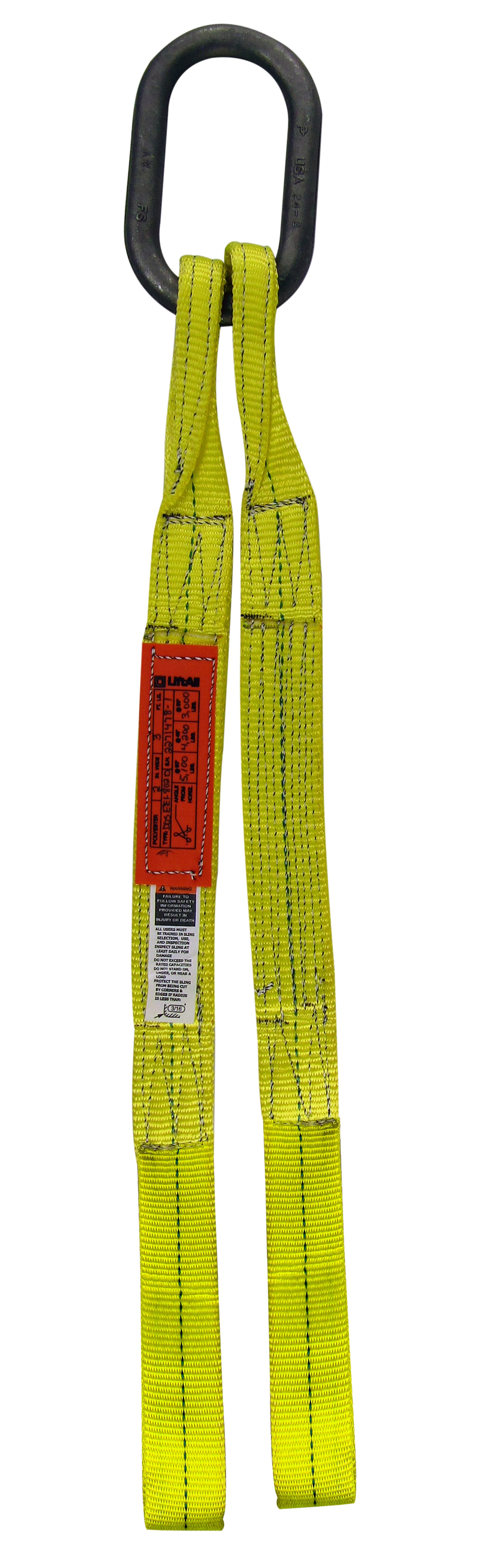 Lift-All&reg; DOEEE1801DX10 Heavy Duty Double Oblong Eye and Eye Web Sling, 10 ft L x 1 in W, Polyester