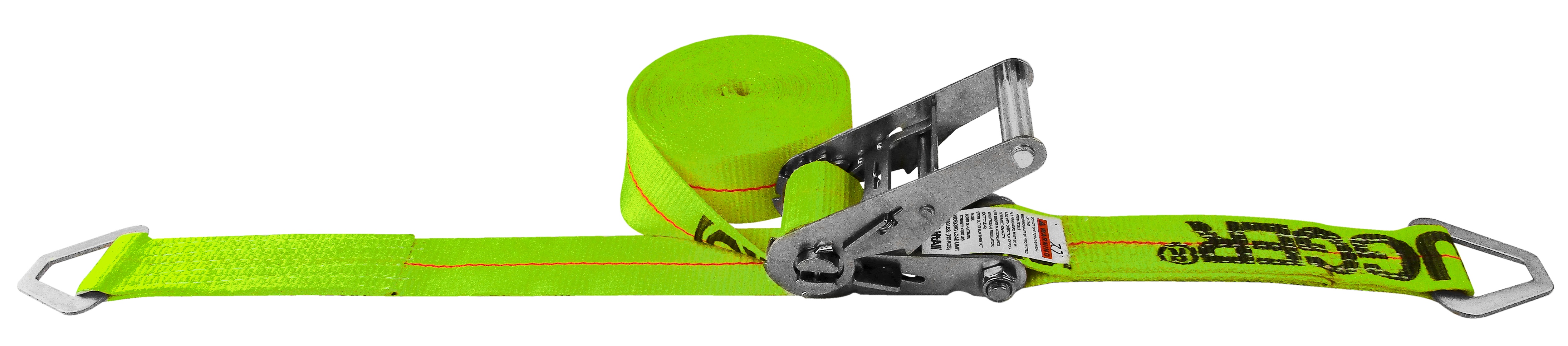 Lift-All&reg; TE61003X19 Series 10,000 Hi-Vis Tuff-Edge Ratchet Buckle Tiedown, 3300 lb Load, 19 ft L, Triangle End Style, Polyester Strap
