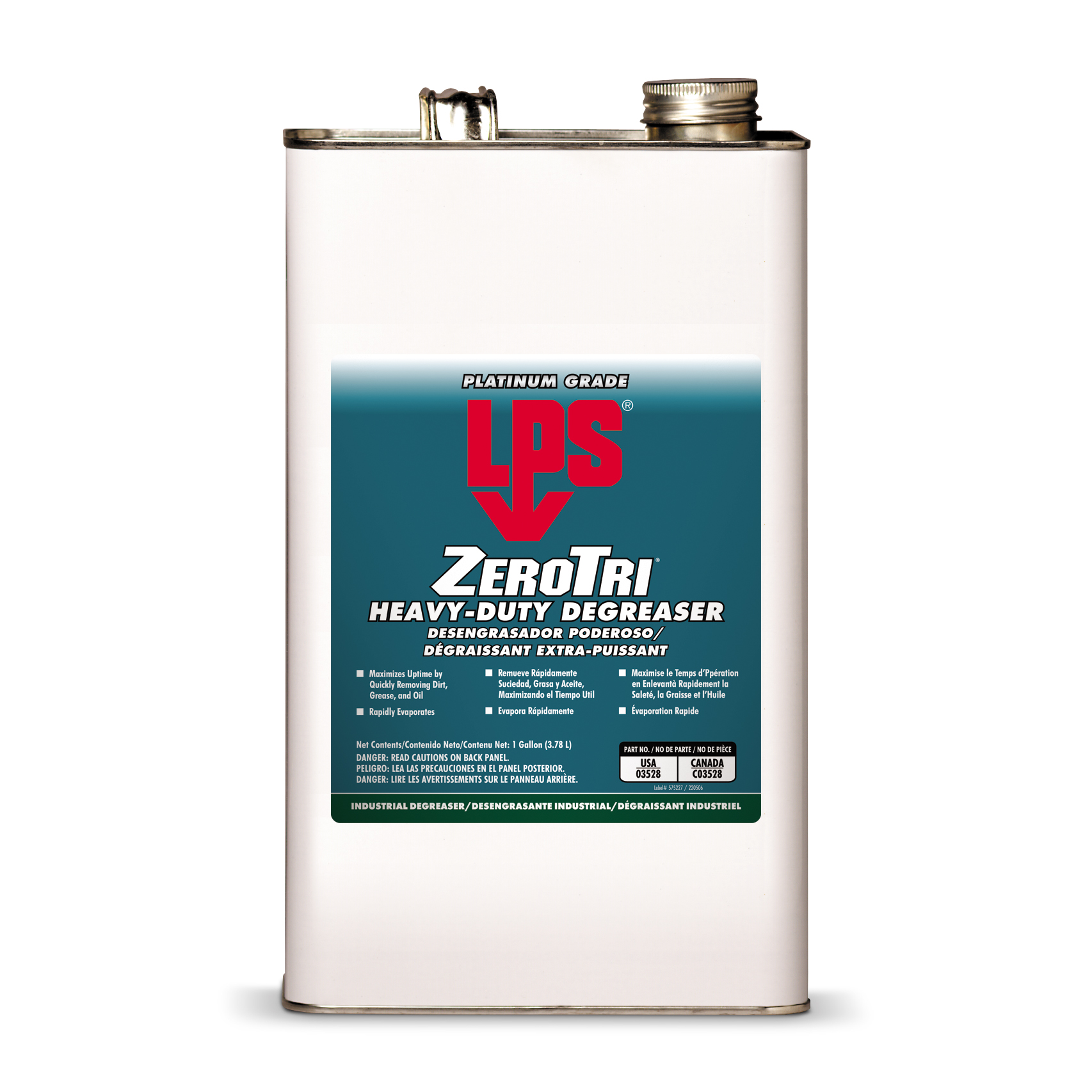 LPS&reg; 03528 ZeroTri&reg; Heavy Duty Industrial Degreaser, 1 gal Can, Liquid, Clear, Ether/Fruity