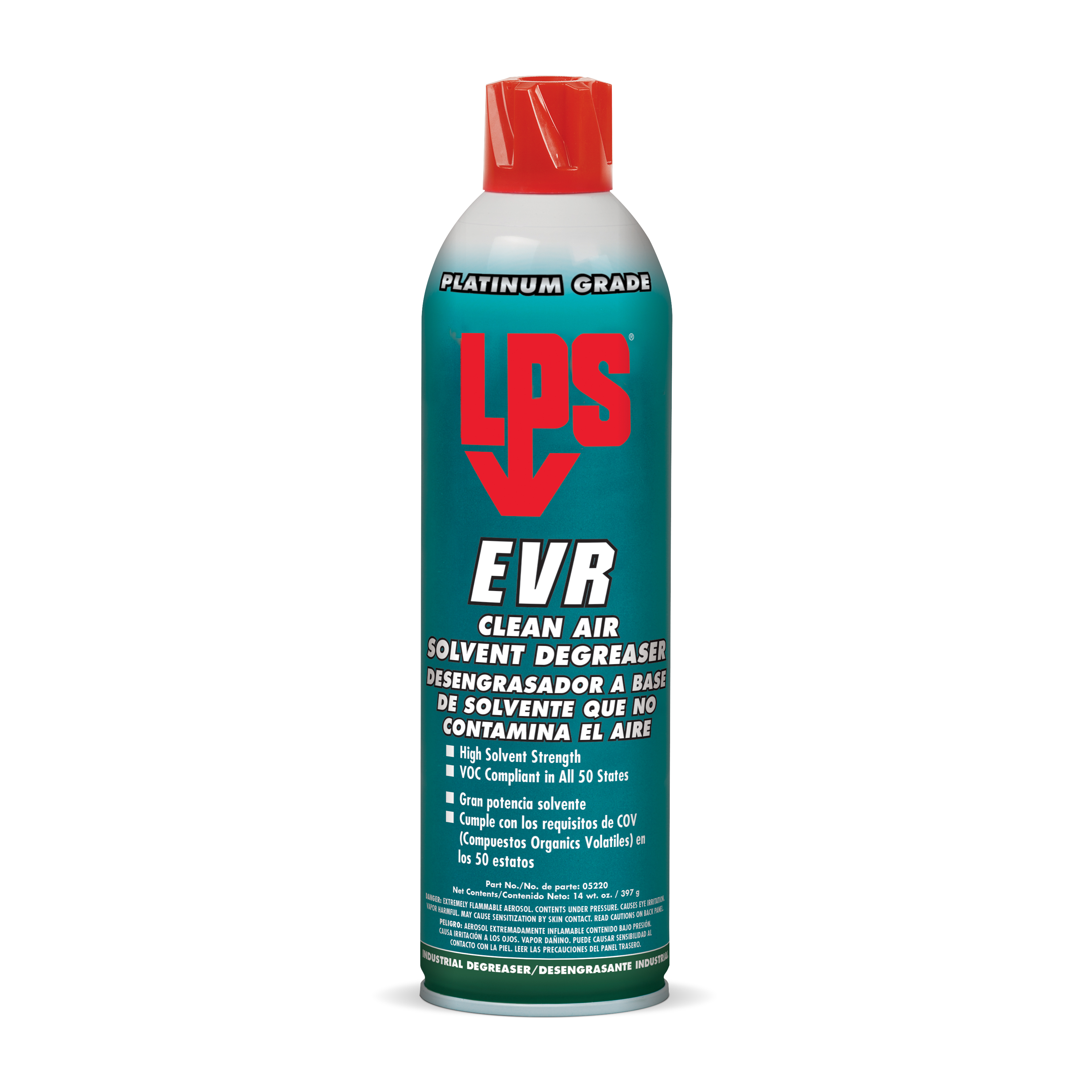 LPS&reg; 05220 EVR&reg; Clean Air Solvent Industrial Degreaser, 20 oz Aerosol Can, Liquid, Clear, Slight Orange