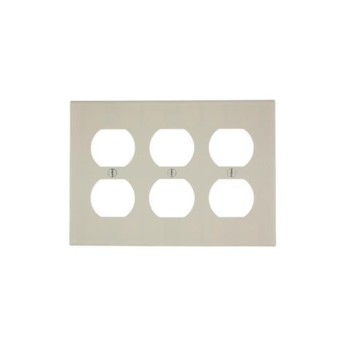 Leviton&reg; 78030 Standard Size Traditional Wall Plate, 3 Gangs, 6.37 in W x 4.5 in H, Thermoset, Light Almond