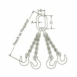 Lift-All&reg; 932SGGW10X10 Single Chain Sling, 4300 lb at 90 deg Load, 9/32 in Chain, 100, 10 ft Reach, Grab Hook