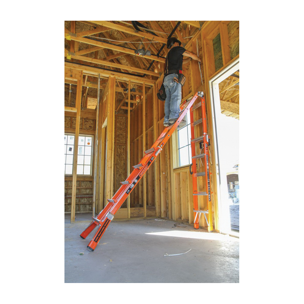 Little Giant&reg; Climb On&trade; 15144 Conquest&trade; Standard Multi-Purpose Ladder, 8.916 ft Ladder, Type IA, Fiberglass, 300 lb Load