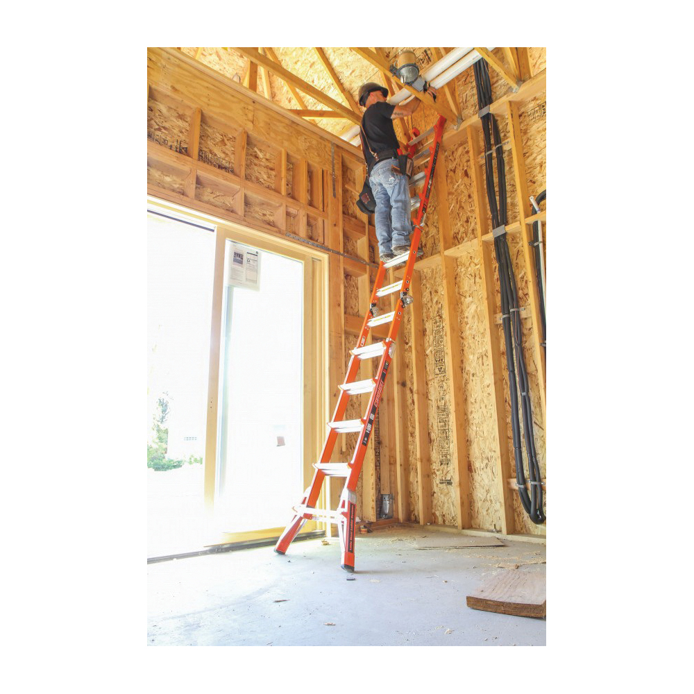 Little Giant&reg; Climb On&trade; 15144 Conquest&trade; Standard Multi-Purpose Ladder, 8.916 ft Ladder, Type IA, Fiberglass, 300 lb Load