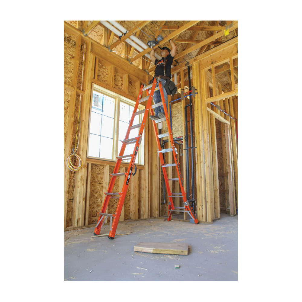 Little Giant&reg; Climb On&trade; 15144 Conquest&trade; Standard Multi-Purpose Ladder, 8.916 ft Ladder, Type IA, Fiberglass, 300 lb Load