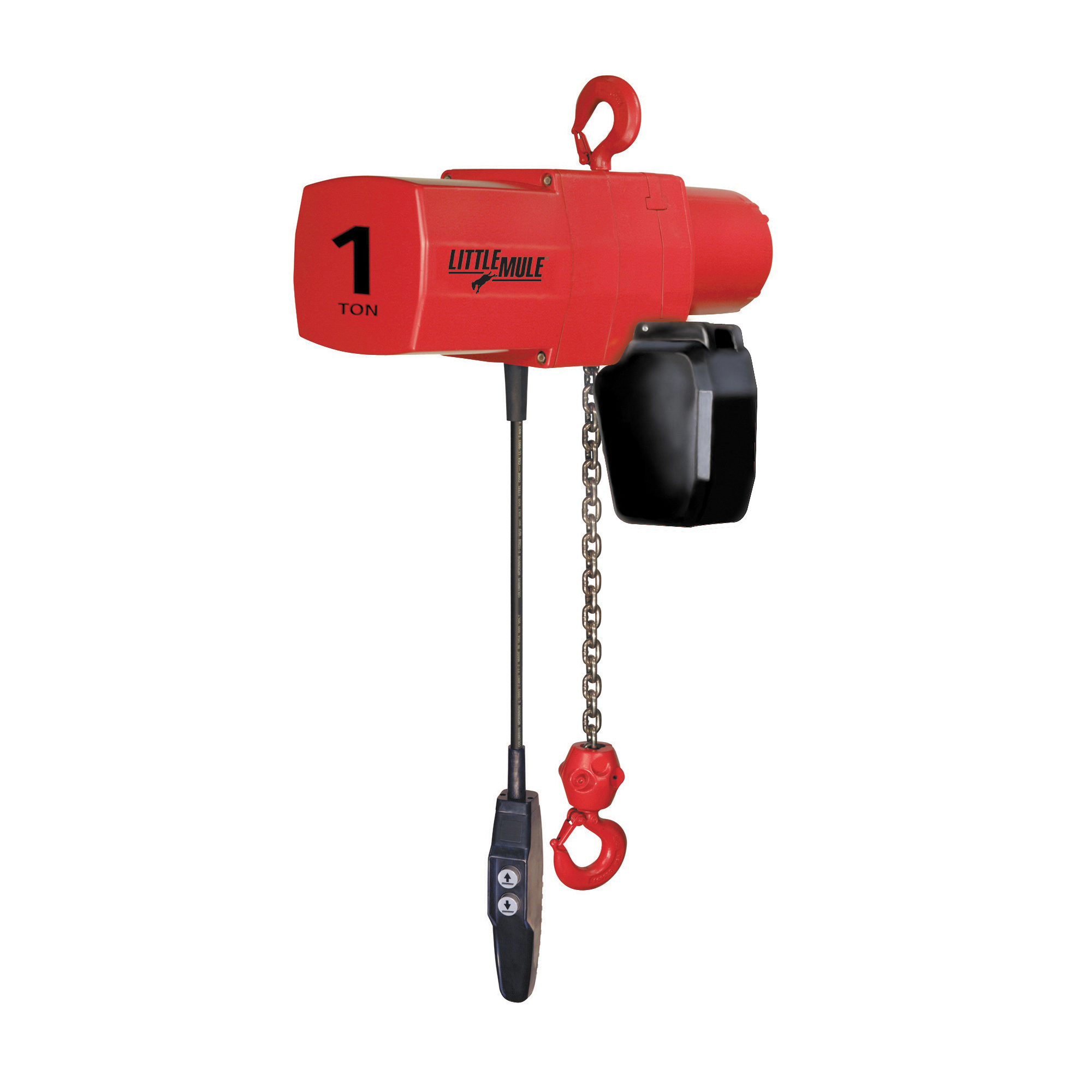 Little Mule&reg; 08054W FLC 1-Chain Electric Chain Hoist With Chain Container, 0.25 ton Load, 15 ft H Lifting, 1/2 hp Power Rating, 230/460 V AC