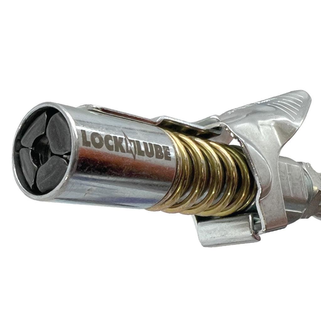 LockNLube&reg; GC81011 GC Coupler, For Use With All Grease Guns and Grease Fittings, 1/8 in NPTF, 10000 psi Pressure, 5/8 in Dia, Steel/Nitrile Rubber, Silver
