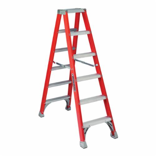 product Louisville&reg; FM1508 FM1500 Type IA Ribbed Twin Front Ladder, 8 ft H Ladder, 300 lb Load, 7 Steps, Fiberglass, A14.5