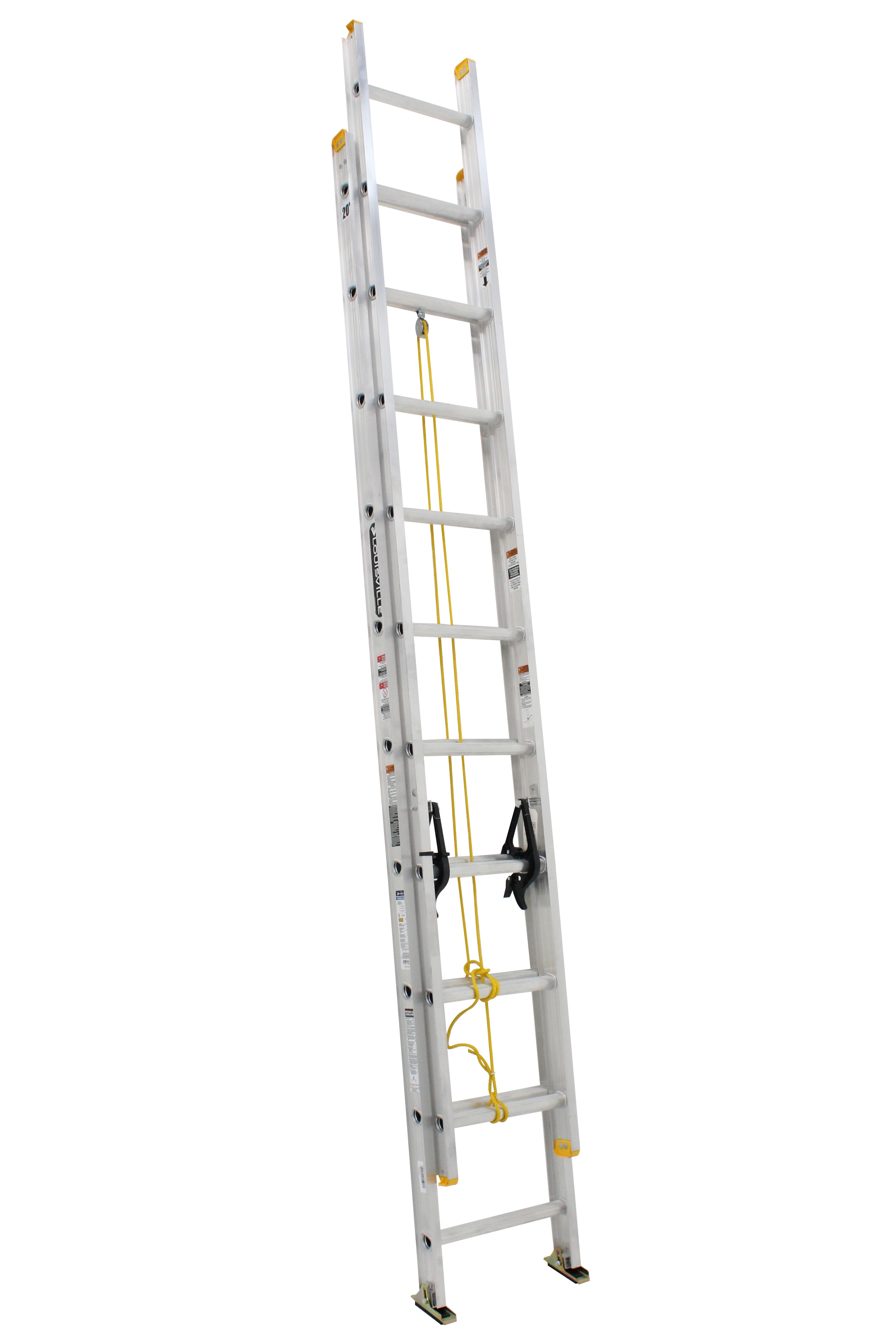 Louisville&reg; AE3220 AE3200 Multi-Section Extension Ladder, 20 ft OAL, 250 lb Load, 12 in Adjustable Increments, Aluminum, Type I