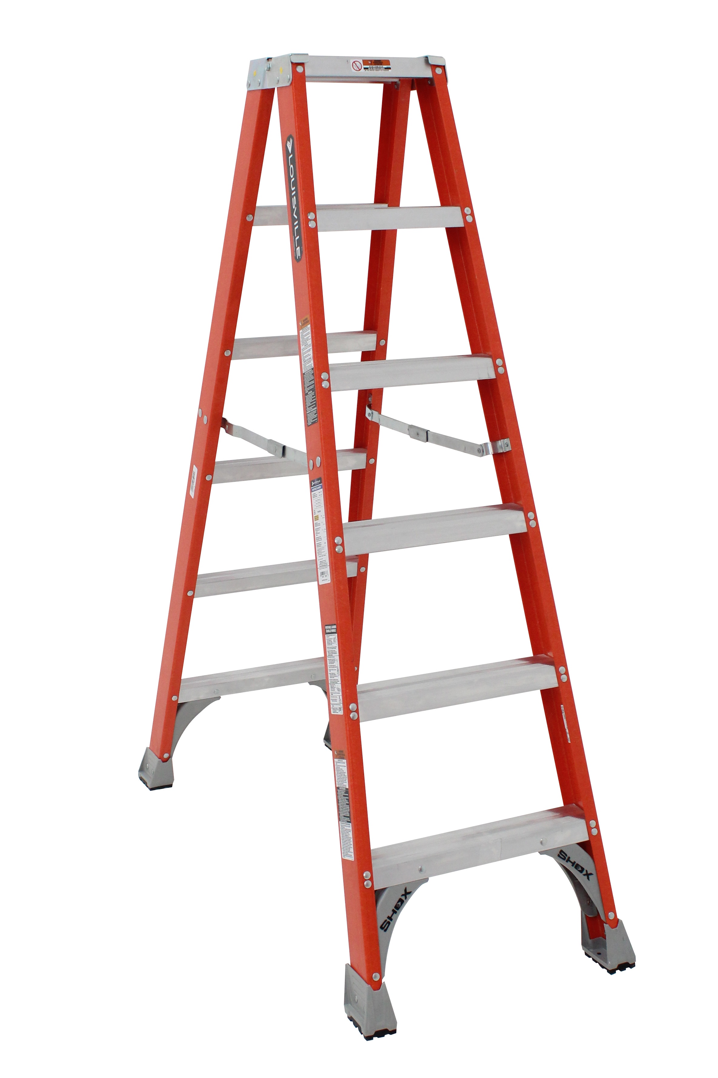Louisville&reg; FM1506 FM1500 Type IA Ribbed Twin Front Ladder, 6 ft H Ladder, 300 lb Load, 5 Steps, Fiberglass, A14.5
