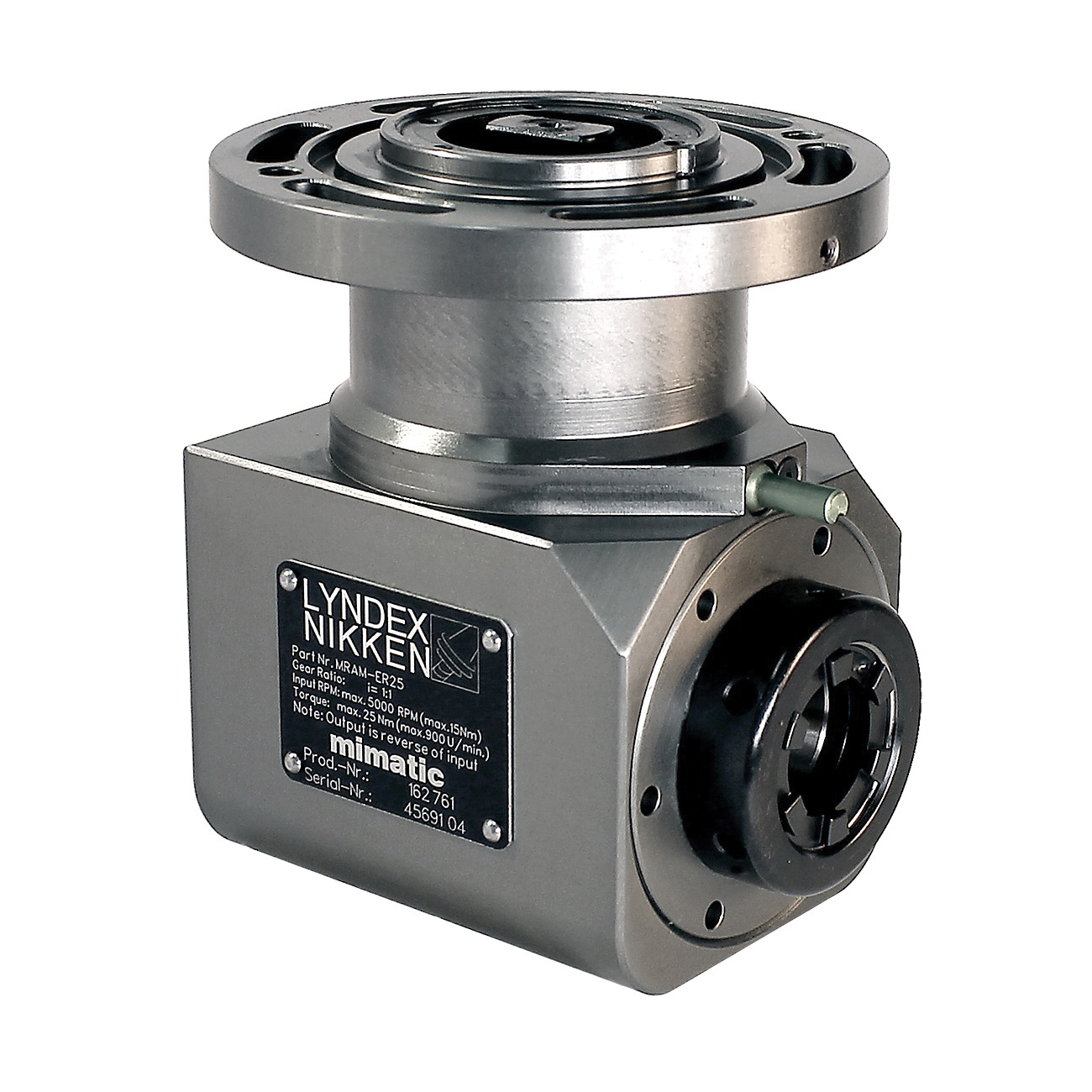 Lyndex-Nikken MRAM-ER25 Right Angle Head Modular Adapter, 5000 rpm, 25 N-m Torque, 0.039 to 0.629 in Capable Range