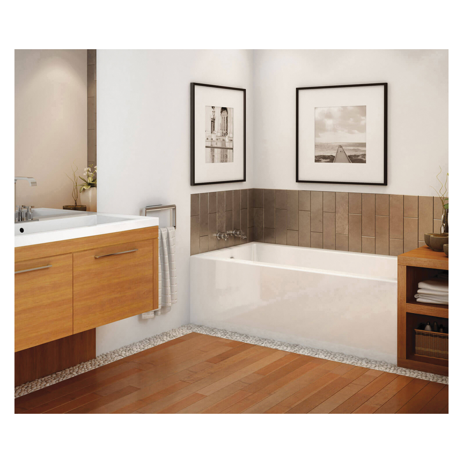 MAAX® 105815-R-000-001 Rubix 6030 Bathtub, Soaking, Rectangle Shape, 60 in L x 30 in W, Right Drain, White, Domestic