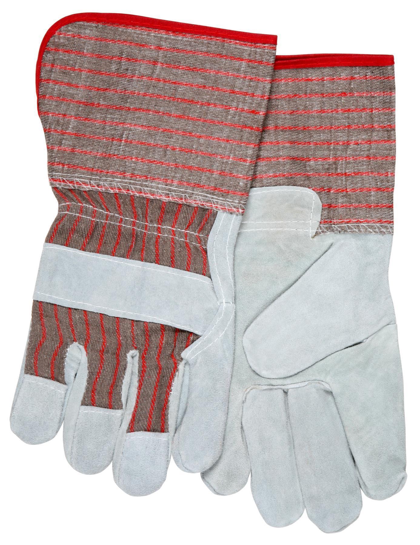 product MCR Safety 1201S 1201 Industrial Grade General Purpose Gloves, Gunn Pattern/Standard Finger/Wing Thumb Style, Cowhide Leather Palm, 7 ga Cotton Thread/Leather/Polyester, Gray, Safety Cuff, Fleece Lining
