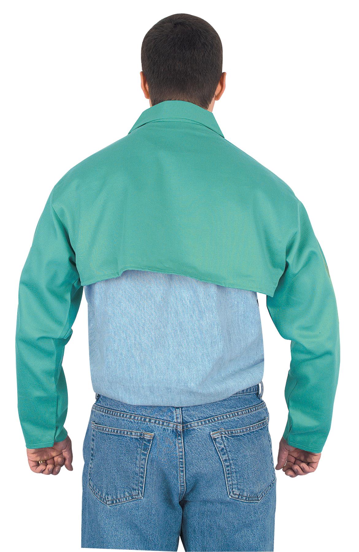 MCR Safety 39100L Limited Flammability Cape Sleeve, L, Green, Cotton, Anodized Button Snap Closure