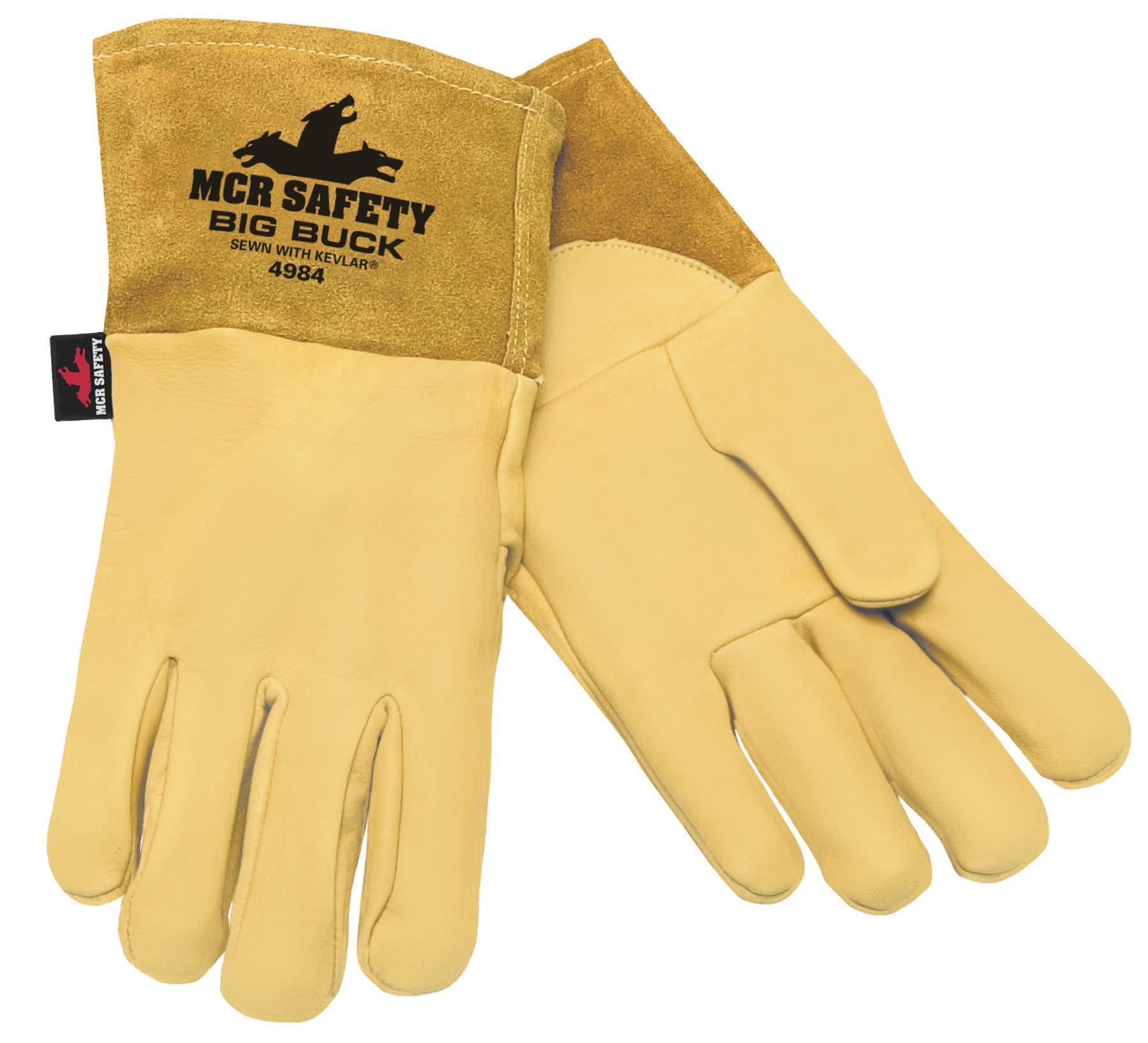MCR Safety 4984M DuPont&trade; 4984 Premium Grade Welding Gloves, M, Kevlar&reg; Thread/Leather, Gold, Unlined Lining, Gauntlet Cuff, 12-1/4 in L, 0.8 to 1.4 mm THK Glove Material
