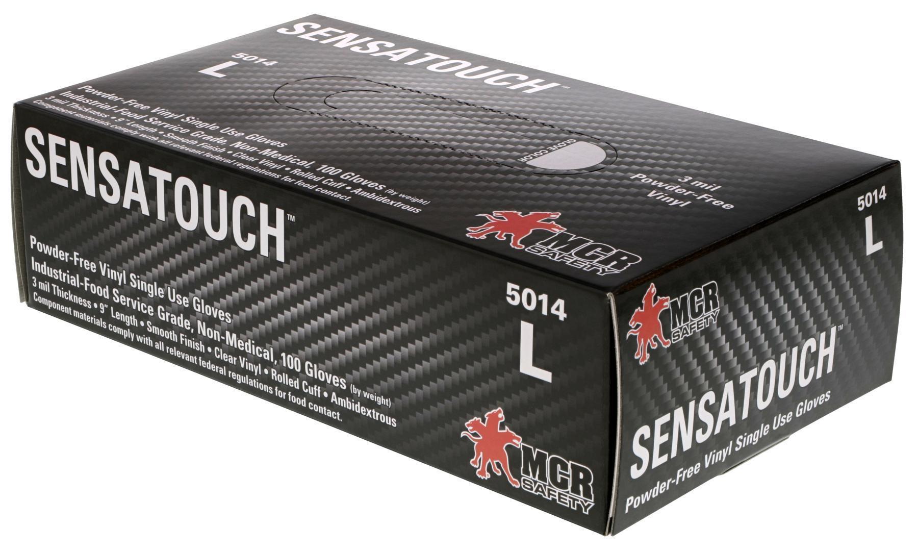 MCR Safety 5014M SensaGuard&trade; 5014 Non-Sterile Disposable Gloves, M, Vinyl, Clear, 9-3/4 in L, Non-Powdered, Smooth, 3 mil THK, Application Type: Food/Industrial/Economy Grade, Ambidextrous Hand