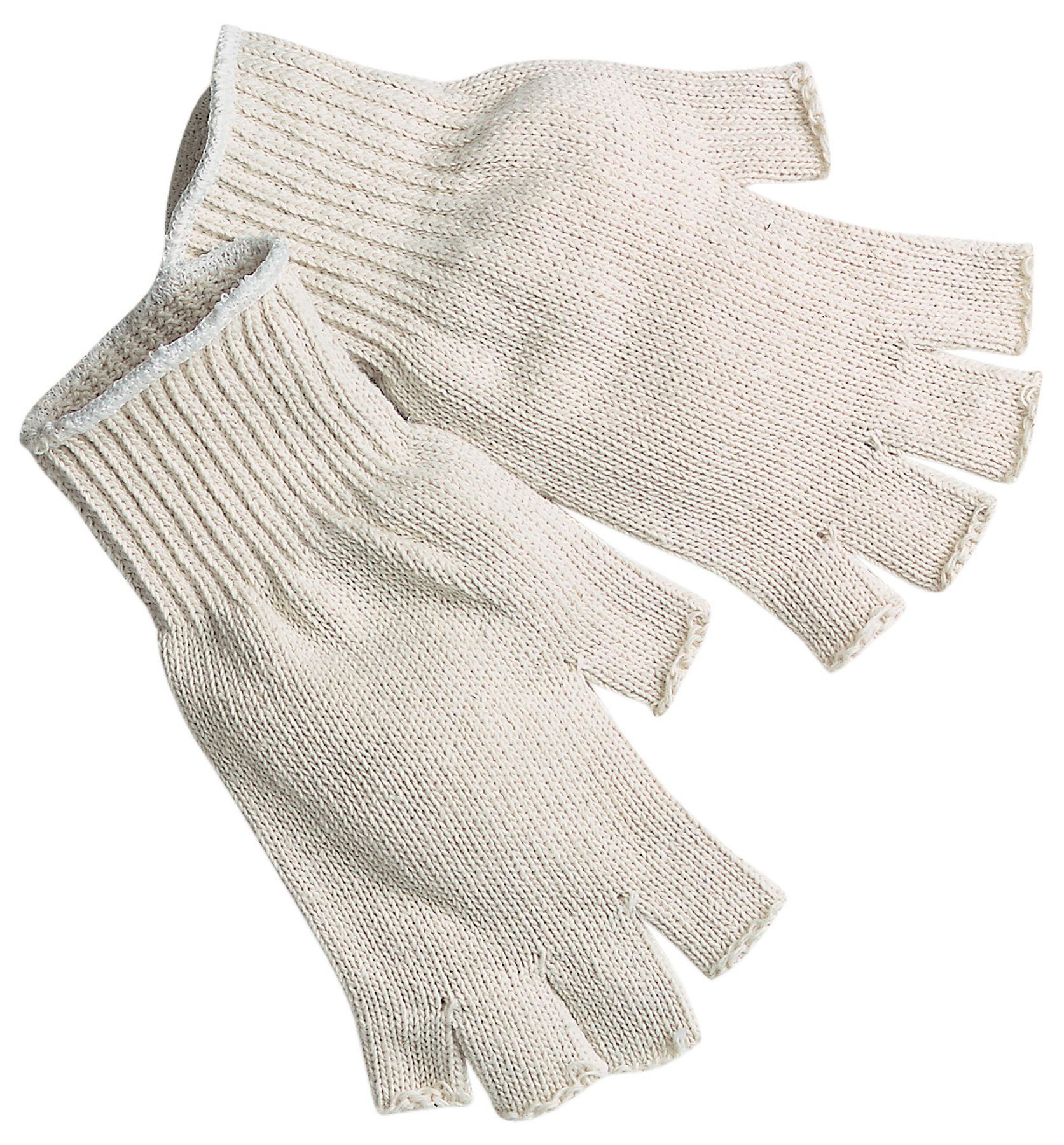 MCR Safety 9509LM 9509M High Performance Regular Weight General Purpose Gloves, Fingerless/Reversible Cut Style, L, Cotton/Polyester Palm, 7 ga Cotton/Polyester, Natural White, Knit Wrist Cuff, Uncoated Coating, Resists: Abrasion, Unlined Lining