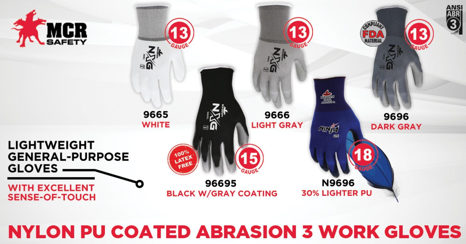 MCR Safety 96695XL NXG&reg; General Purpose Gloves, L, Nylon, Knit Wrist Cuff, Resists: Abrasion/Puncture