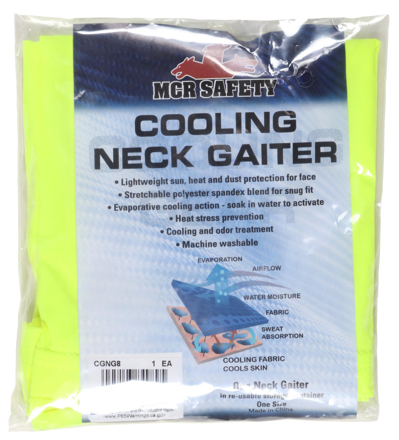 MCR Safety CGNG8 Neck Gaiter Cooling Gear, 10 x 13 in, Fluorescent Lime, Polyester