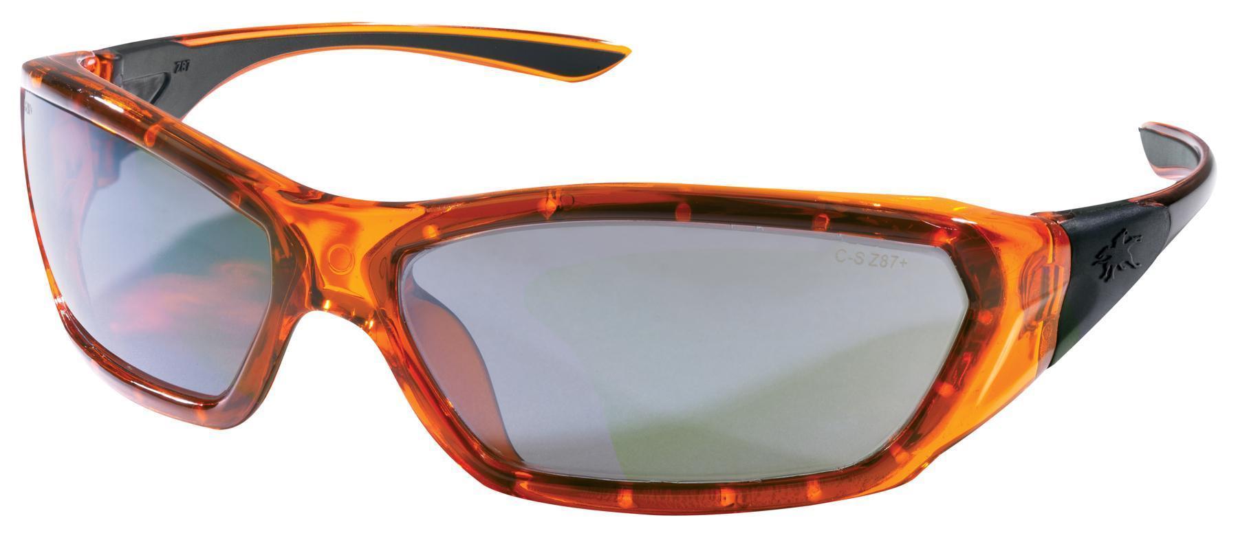 MCR Safety FF137 ForceFlex&reg; Dual Lens Safety Glasses, Duramass&reg; Hard Coat, Silver Mirror Lens, Full-Frame Frame, Translucent Orange, TPU Frame, Polycarbonate Lens, ANSI Z87+, MIL-PRF-31013