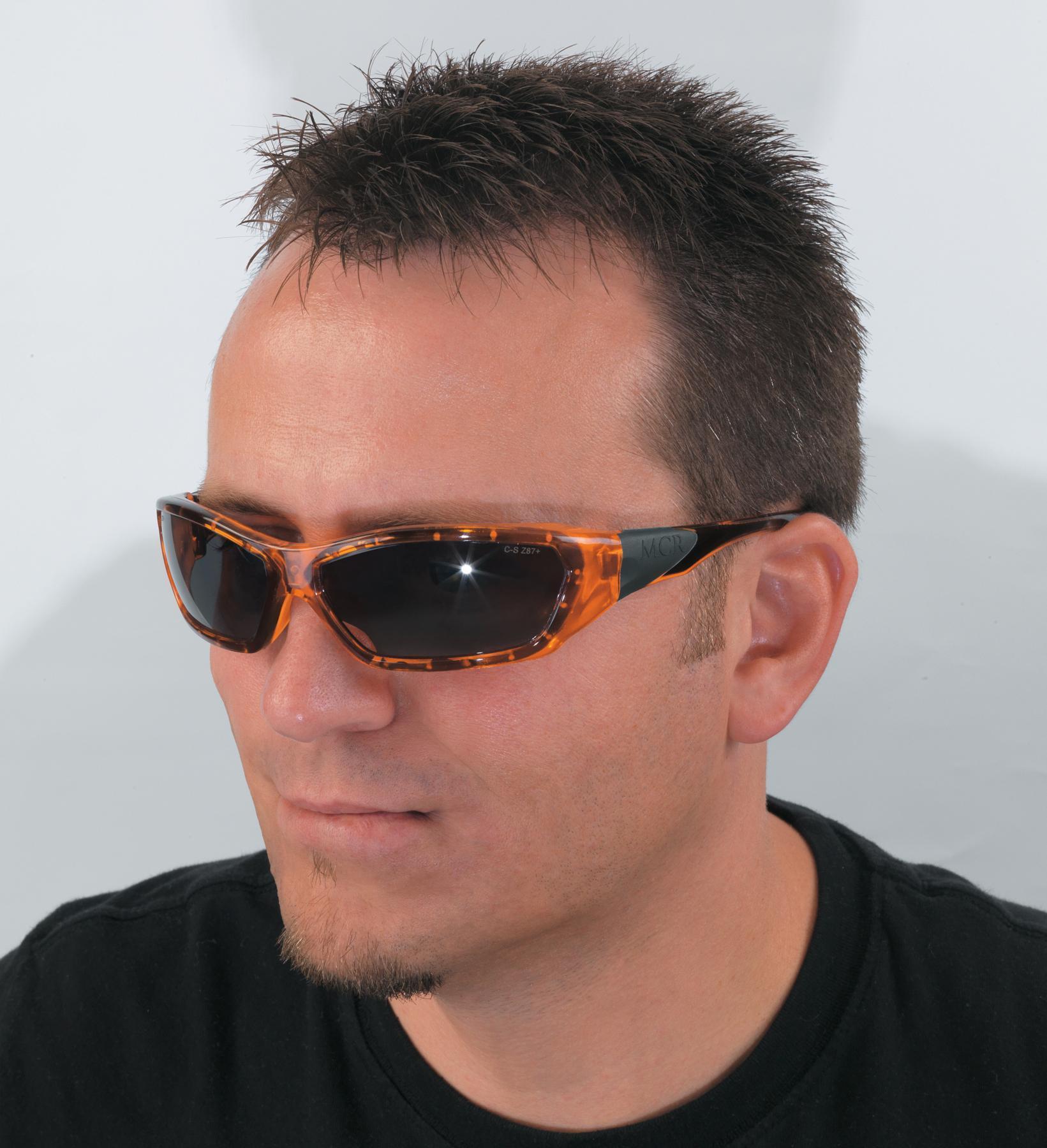 MCR Safety FF137 ForceFlex&reg; Dual Lens Safety Glasses, Duramass&reg; Hard Coat, Silver Mirror Lens, Full-Frame Frame, Translucent Orange, TPU Frame, Polycarbonate Lens, ANSI Z87+, MIL-PRF-31013