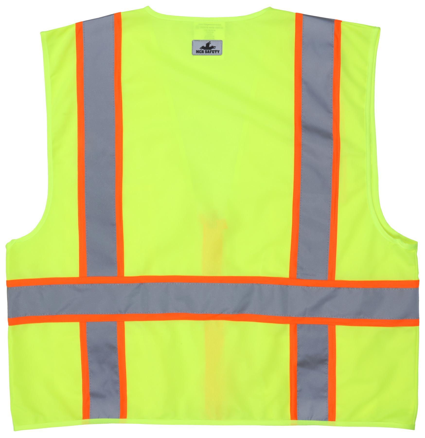 MCR Safety V2CL2MLX4 Luminator® Standard Safety Vest, 4X, Fluorescent Lime, Polyester, Hook and Loop Front Closure, ANSI Class: Class 2, ANSI/ISEA 107-2020 Type R