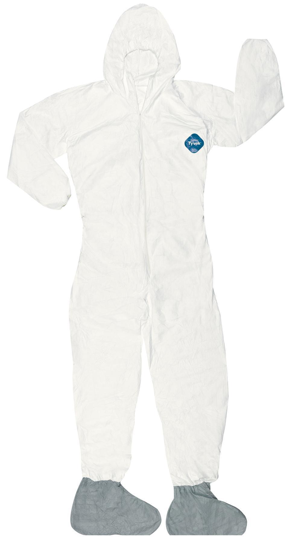 MCR Safety TY122SX4 Disposable Garment With Elastic Sleeves, 4XL, White, DuPont&trade; Tyvek&reg;, 66 in Chest, 34 in L Inseam