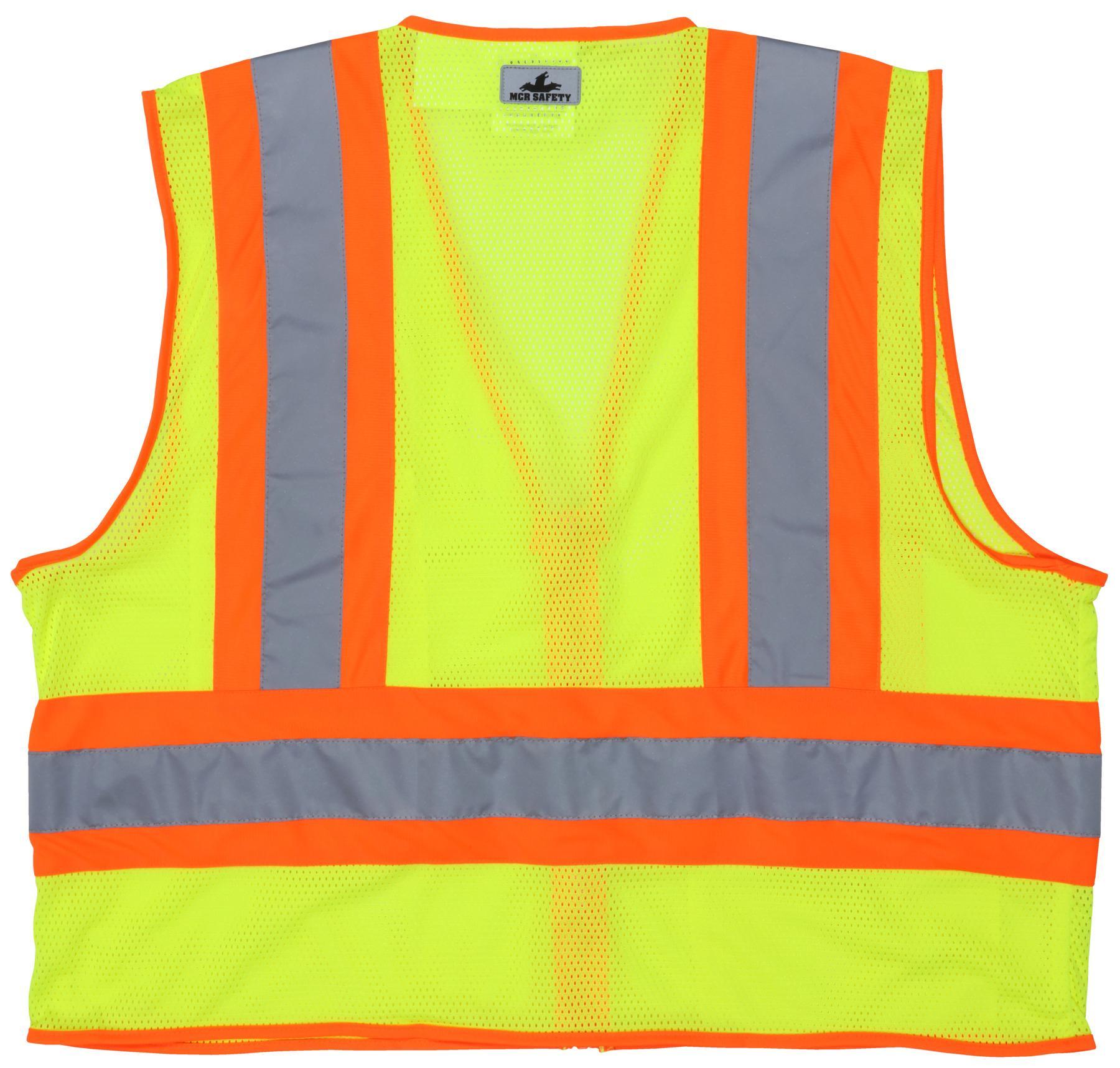 MCR Safety WCCL2LFRX3 Luminator&trade; WCCL2LFR Safety Vest, 3XL, Hi-Viz Fluorescent Lime, Polyester Mesh, Non-Conductive Zipper Closure, 2 Pockets, ANSI Class: Class 2, ANSI/ISEA 107-2015 Type R