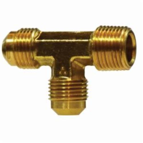 Midland Industries 10350 Run Tee, 3/8 x 1/4 x 3/8 in Nominal, SAE Male Flare x Male NPTF x SAE Male Flare, CA377 Brass