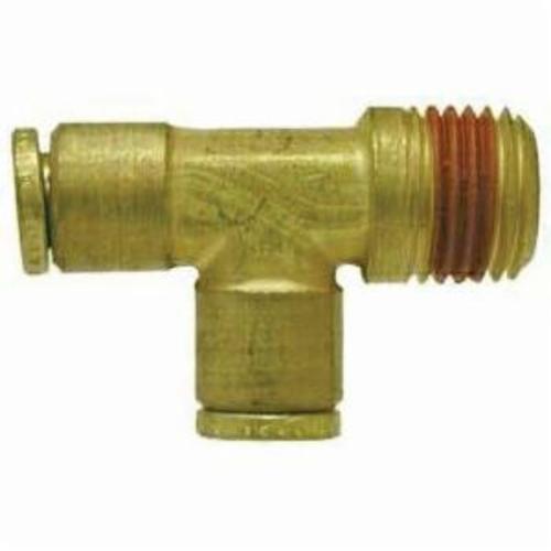 Midland Industries 20093 Fixed Tube to Pipe Run Tee, 1/4 in Nominal, Push-In x Push-In x MNPTF End Style, Brass
