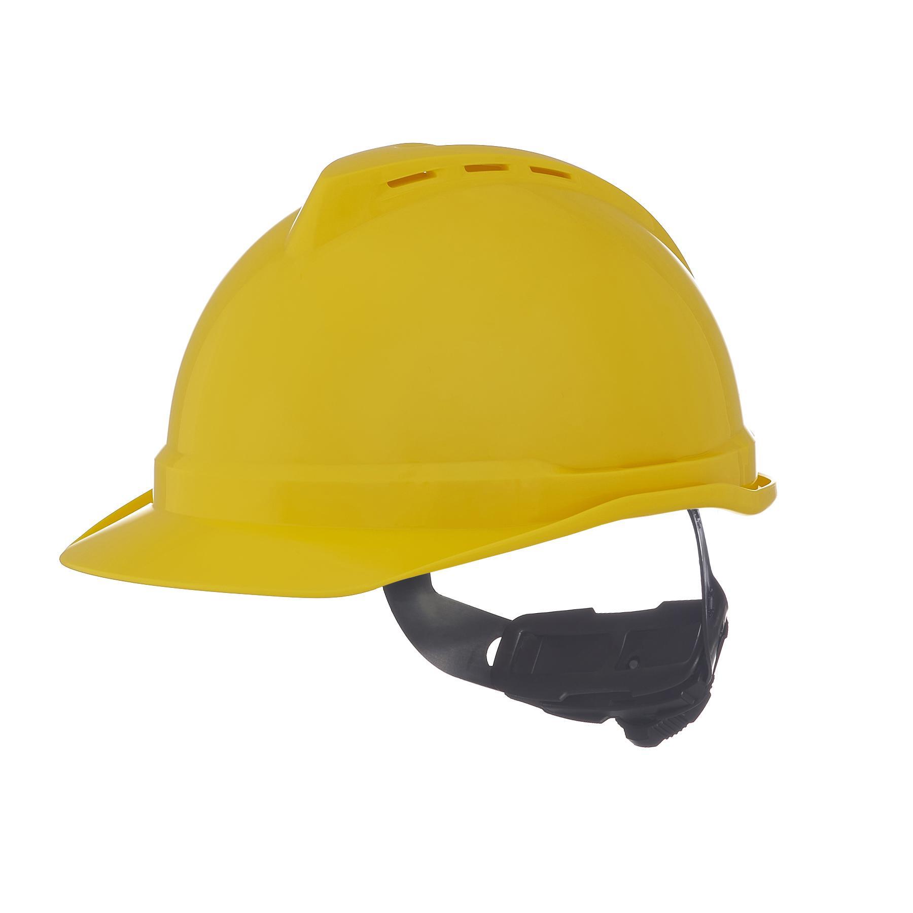 MSA V-Gard&reg; 10034029 500 Front Brim Vented Hard Hat, 6-1/2 Fits Mini Hat, 8 Fits Max Hat, Polyethylene, 6-Point Fas-Trac&reg; III Suspension, ANSI Electrical Class Rating: Class C, ANSI Impact Rating: Type I, Ratchet Adjustment