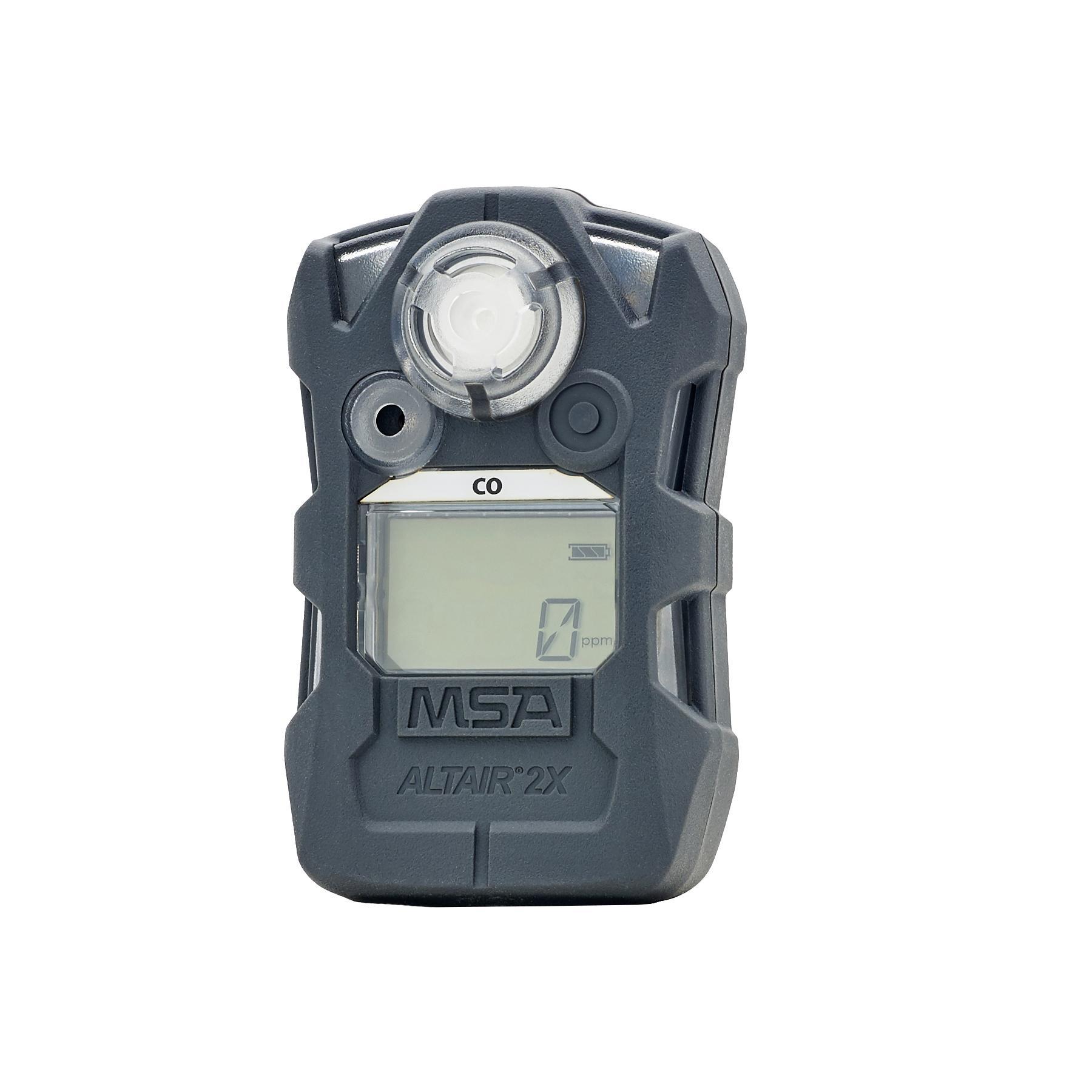MSA ALTAIR&reg;2X 10153986 Single Gas Detector, Carbon Monoxide Gas, 25 to 100 ppm Detection, Audible/Vibration/Visual Alarm, Lithium Battery, Rubberized Armor Housing
