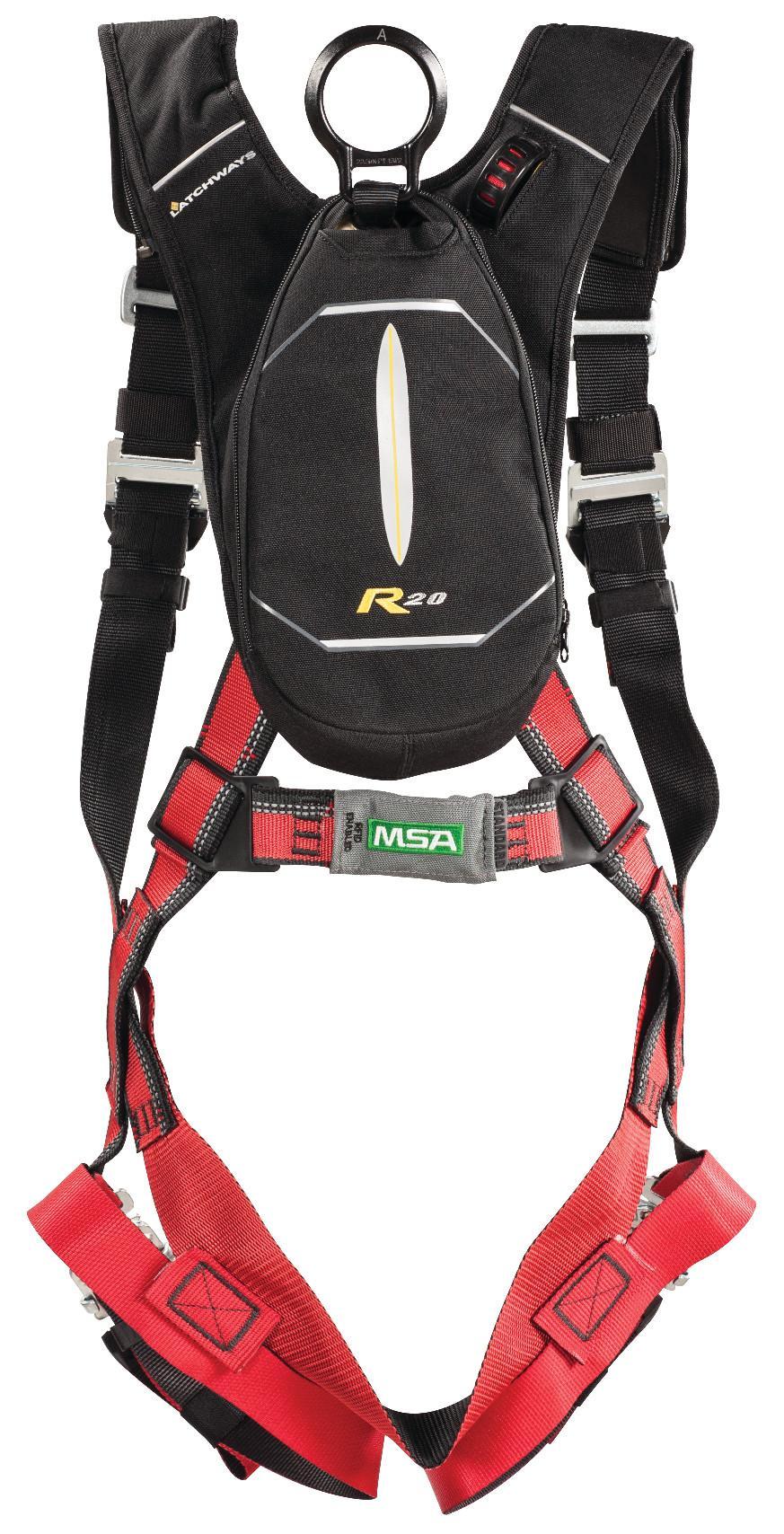 MSA Latchways&reg; PRD&reg; 10176308 Standard XLG Personal Rescue Device With EVOTECH&reg; Harness, 130 to 310 lb Weight Capacity, Aramid Line, Quick-Connect Leg Strap Anchorage Connection