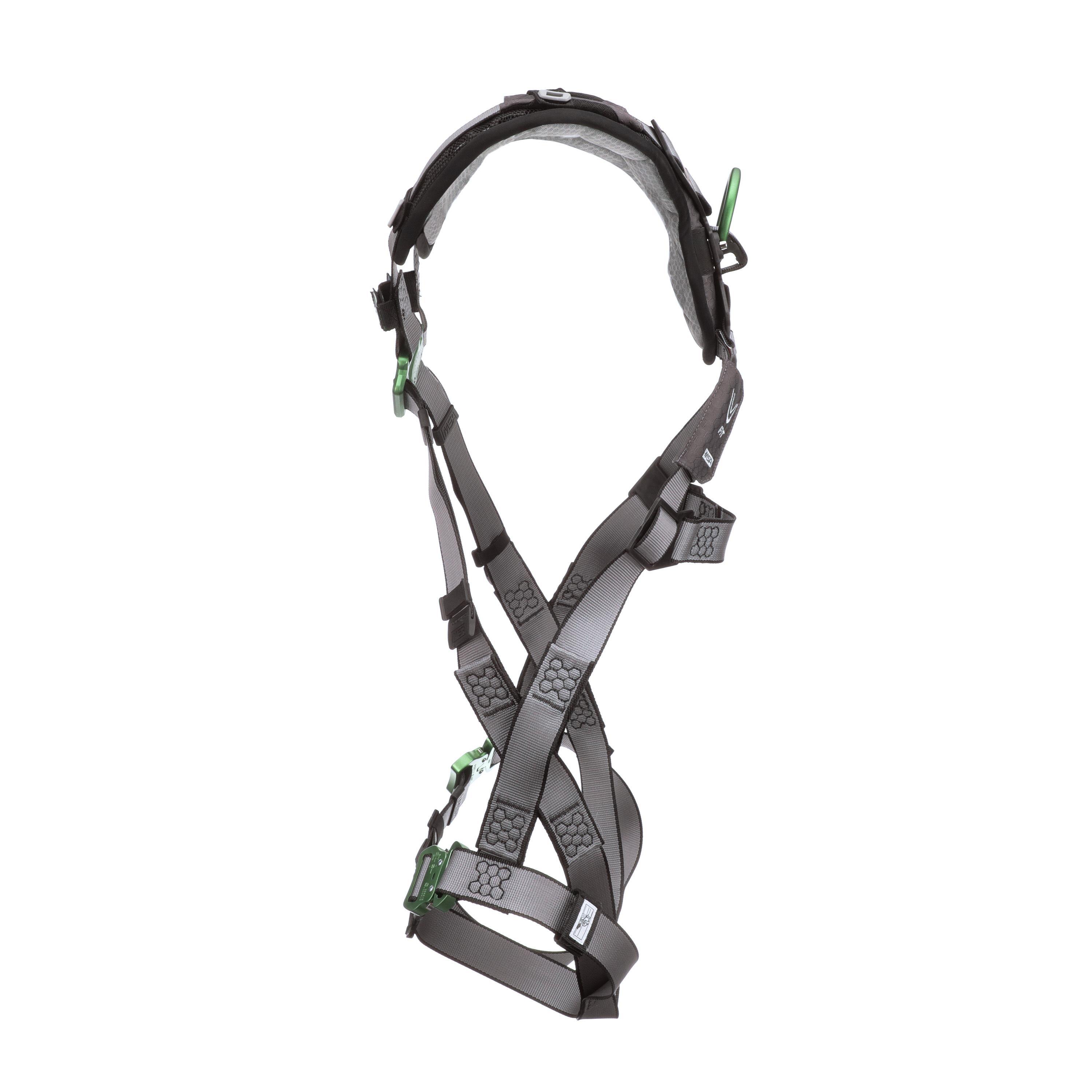 MSA V-FIT 10194630 Full Body Standard Safety Harness, Standard, 130 to 310 lb, 400 lb Load, Polyester Strap, Quick-Connect Leg Strap Buckle, Anodized Forged Aluminum/Stainless Steel Hardware, Gray