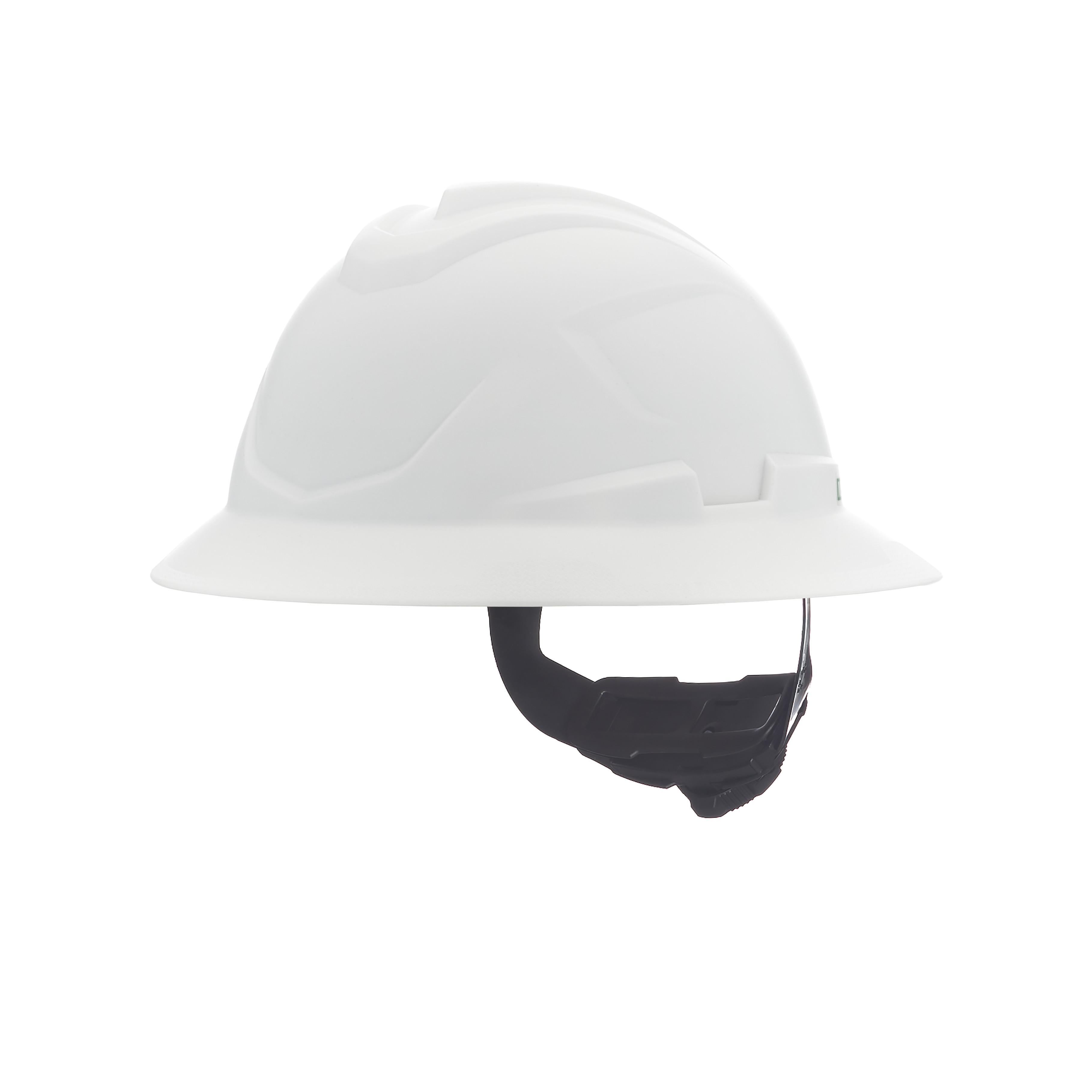 MSA 10215837 V-Gard Head Protection Hat, 6-1/2 Fits Mini Hat, 8 Fits Max Hat, HDPE, 4-Point Fas-Trac&reg; III Suspension, ANSI Electrical Class Rating: Class E, ANSI Impact Rating: ANSI Z89.1-2014 Type 1, Ratchet Adjustment