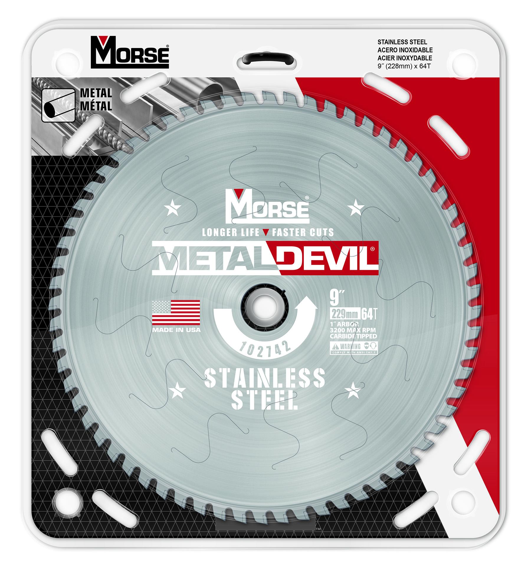 Morse&reg; 102742 Metal Devil NXT Circular Saw Blade, 9 in Dia x 0.063 in THK, 1 in Arbor, 64 Teeth