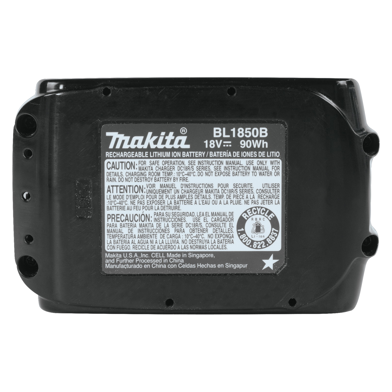 Makita® BL1850B LXT® Battery, 5 Ah Li-Ion Battery, 18 V AC Charge, For Use With Makita® 18 V Li-Ion Tools with Star Symbol™ and Yellow Battery Receivers