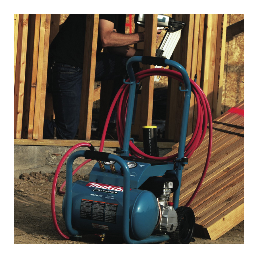 Makita&reg; MAC5200 Air Compressor, 6.5 cfm Flow Rate, 3 hp, 140 psi Pressure, 5.2 gal