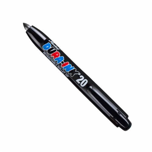Markal&reg; 096575 Dura-Ink&reg; 20 Retractable Permanent Ink Marker, 1/16 in Fine/Medium Bullet Tip, Fiber Tip, Black