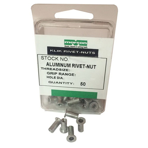 Marson&reg; 47232 MRN Rivet Nut, Aluminum, #10-24 Thread, 0.594 in L