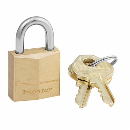 Master Lock&reg; 120D Safety Padlock, Different Key, Solid Brass Body, 5/32 in Dia Shackle, 3-Pin Tumbler Locking Mechanism