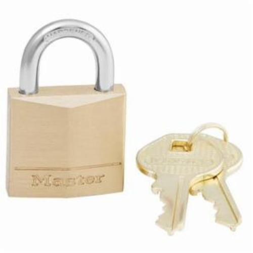 Master Lock&reg; 130D Safety Padlock, Different Key, Solid Brass Body, 3/16 in Dia Shackle, 4-Pin Cylindrical Locking Mechanism
