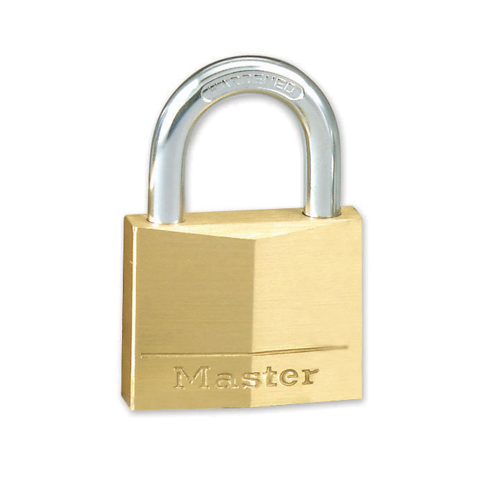 Master Lock&reg; 130KAD Padlock, Alike Key, Solid Brass Body, 3/16 in Dia Shackle, 4-Pin Tumbler Locking Mechanism