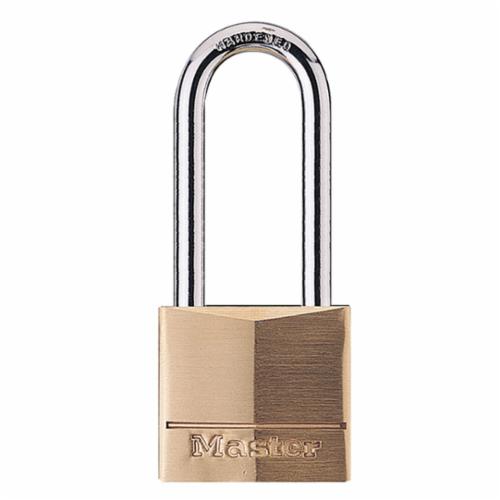 Master Lock&reg; 140DLH Safety Padlock, Different Key, Solid Brass Body, 1/4 in Dia Shackle, 4-Pin Tumbler Locking Mechanism