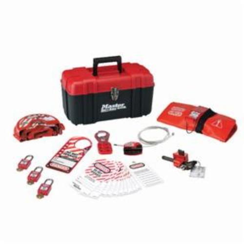 Master Lock® 1457VE410KAPRE Portable Premier Valve and Electrical Lockout Kit, Filled, 4 Padlocks, Language: English