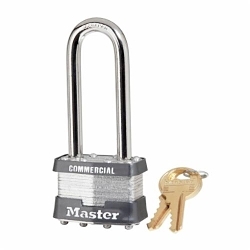 Master Lock® 6121KALJ-10G013 Rekeyable Safety Padlock, Alike Key, 5/16 in Shackle, Laminated Steel Body, Black, 5-Pin Cylindrical Locking