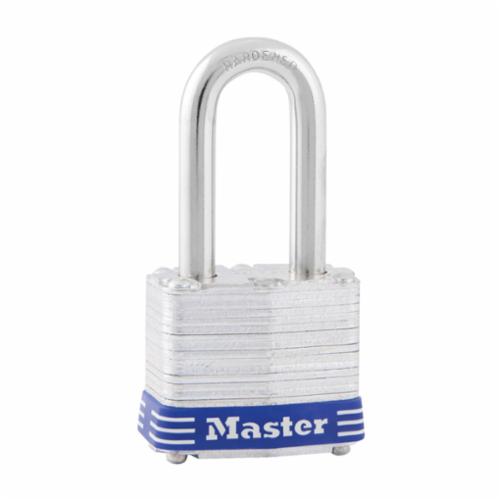 Master Lock&reg; 3DLF Safety Padlock, Different Key, Laminated Steel Body, 9/32 in Dia Shackle, 4-Pin Tumbler Locking Mechanism